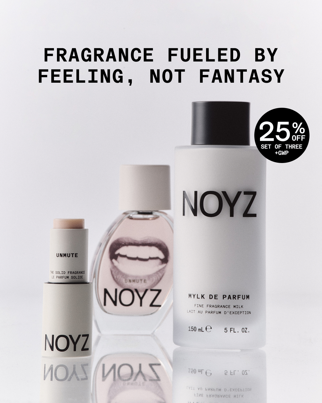 NOYZ Facebook ad: Buy 3, Save 25% + Gift.