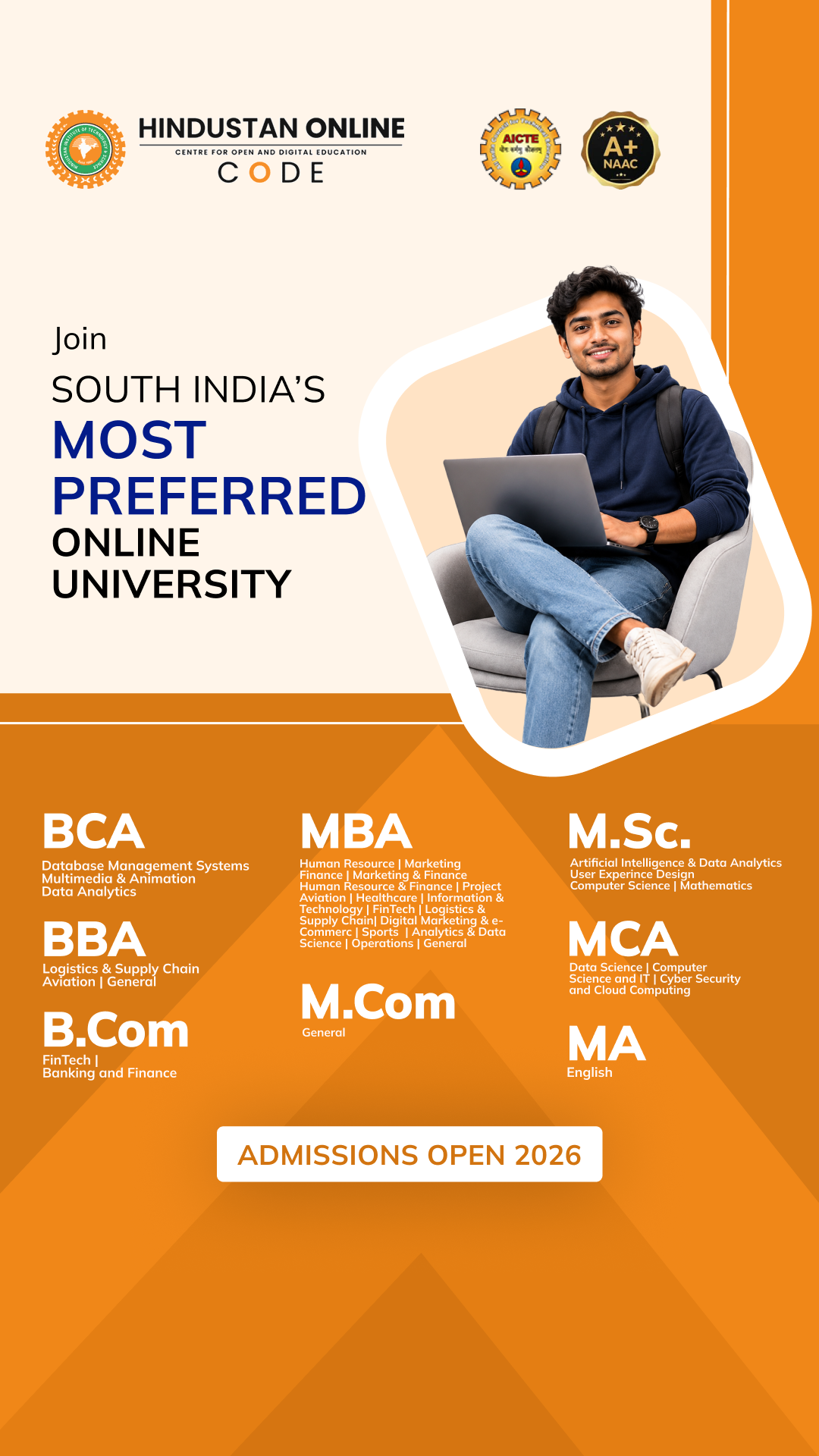 Hindustan Online Facebook ad: Apply at South India’s Most Preferred Online University!