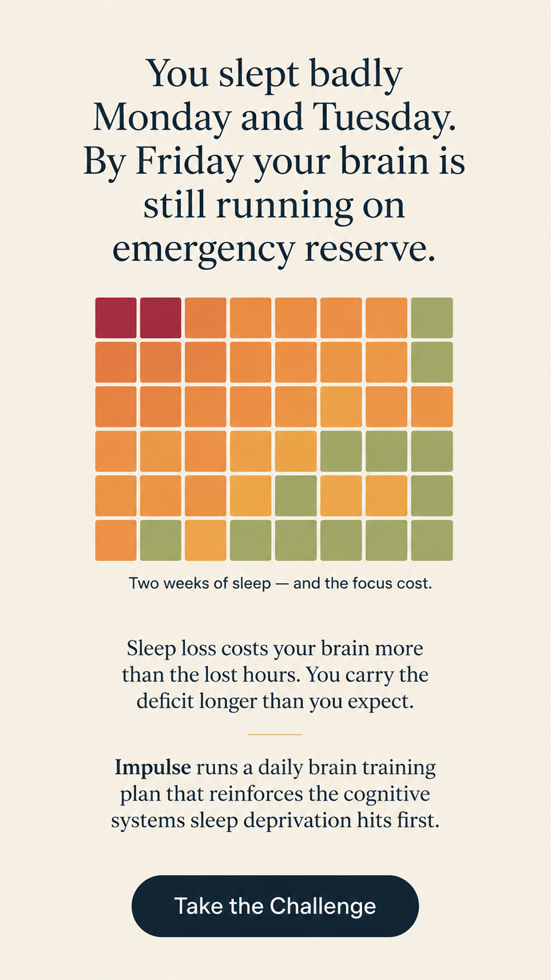 Impulse: Self-Discovery & Brain Training Facebook ad: Take 1-minute quiz
