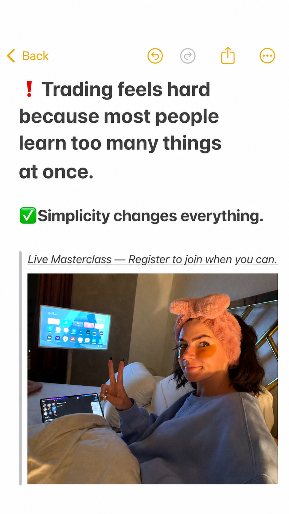 Tori Trades Facebook ad