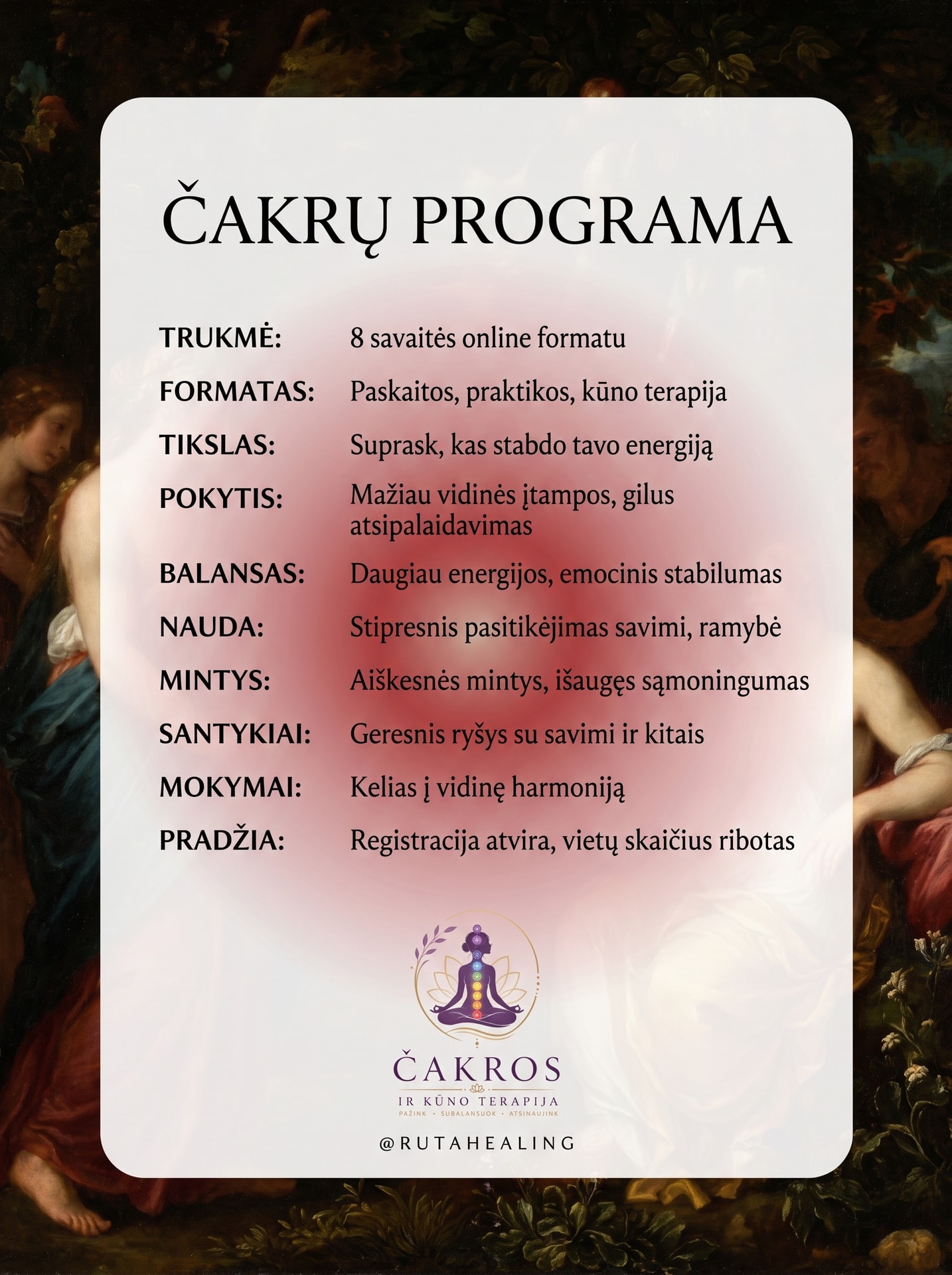 Ruta Healing Centre Facebook ad: Neignoruok ženklų