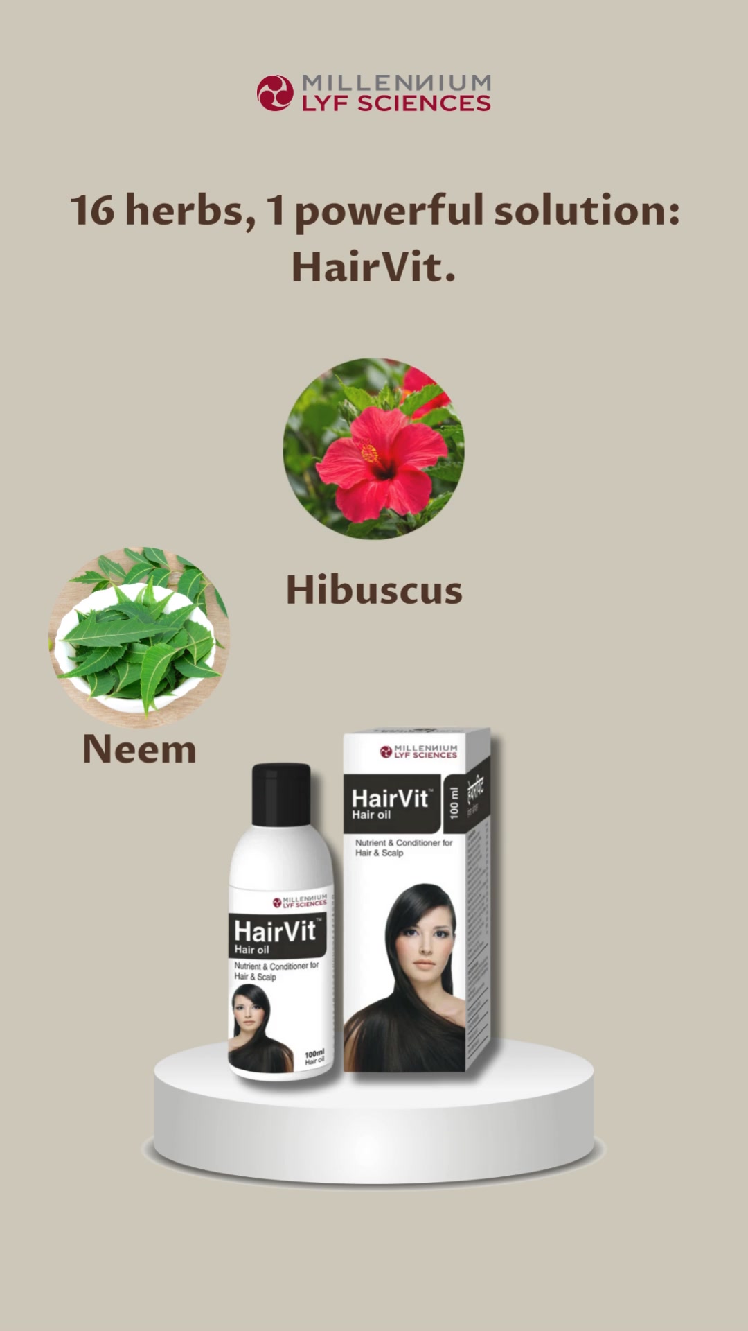 Millennium Herbal Facebook ad: 16 Herbs. 1 Powerful Hair Solution - Shop Now!