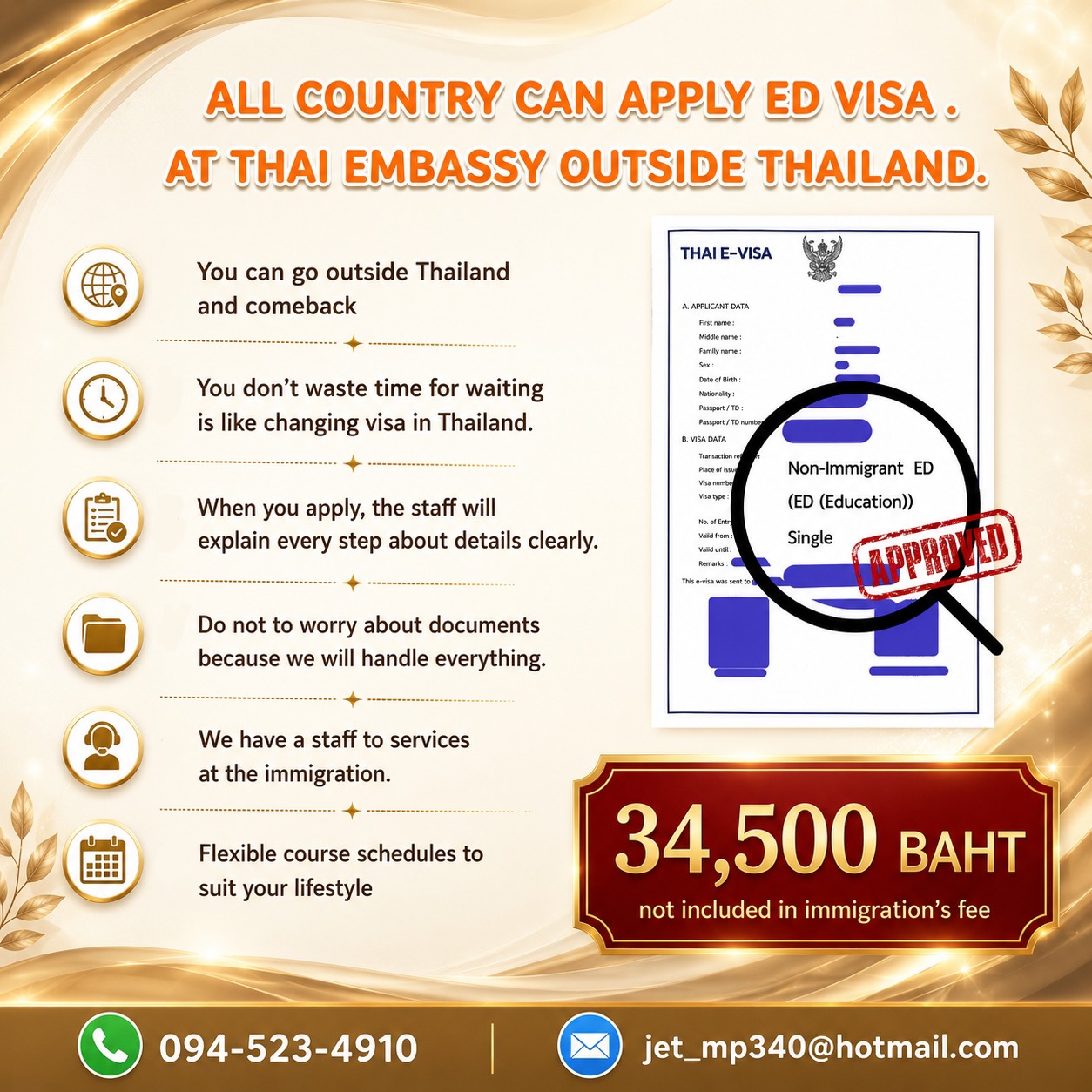 ED visa apply at Thai Embassy Facebook ad