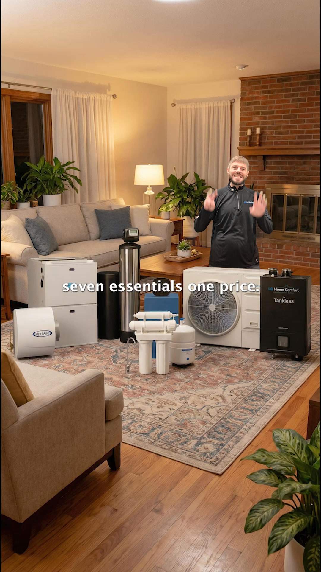LG Home Comfort Facebook ad: For $99/month OWN a Heat Pump + Tankless Water heater +…