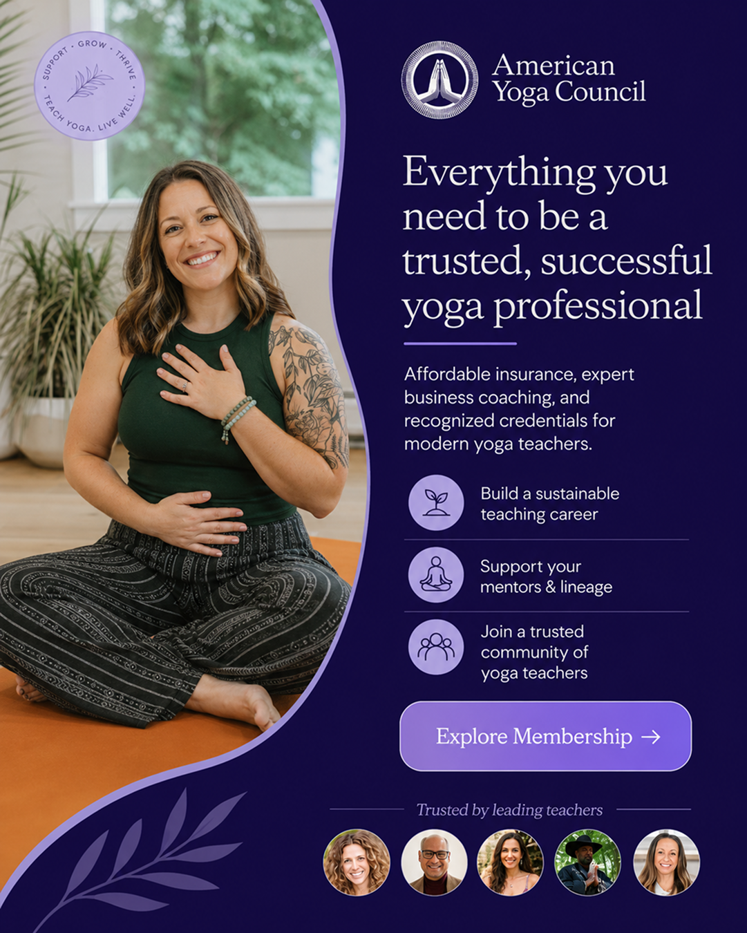 American Yoga Council Facebook ad: Your yoga career starts here.