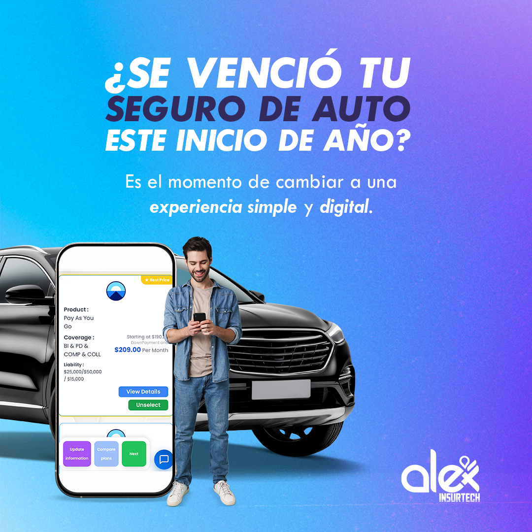 Alexai Insurtech USA Facebook ad: ¿Se te venció el seguro?