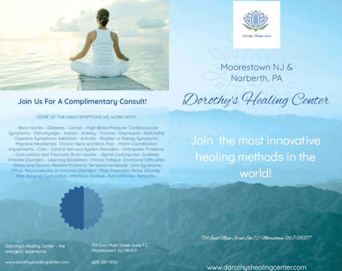 Dorothy's Healing Center Facebook ad: Join us in Lower Merion, PA & Moorestown…