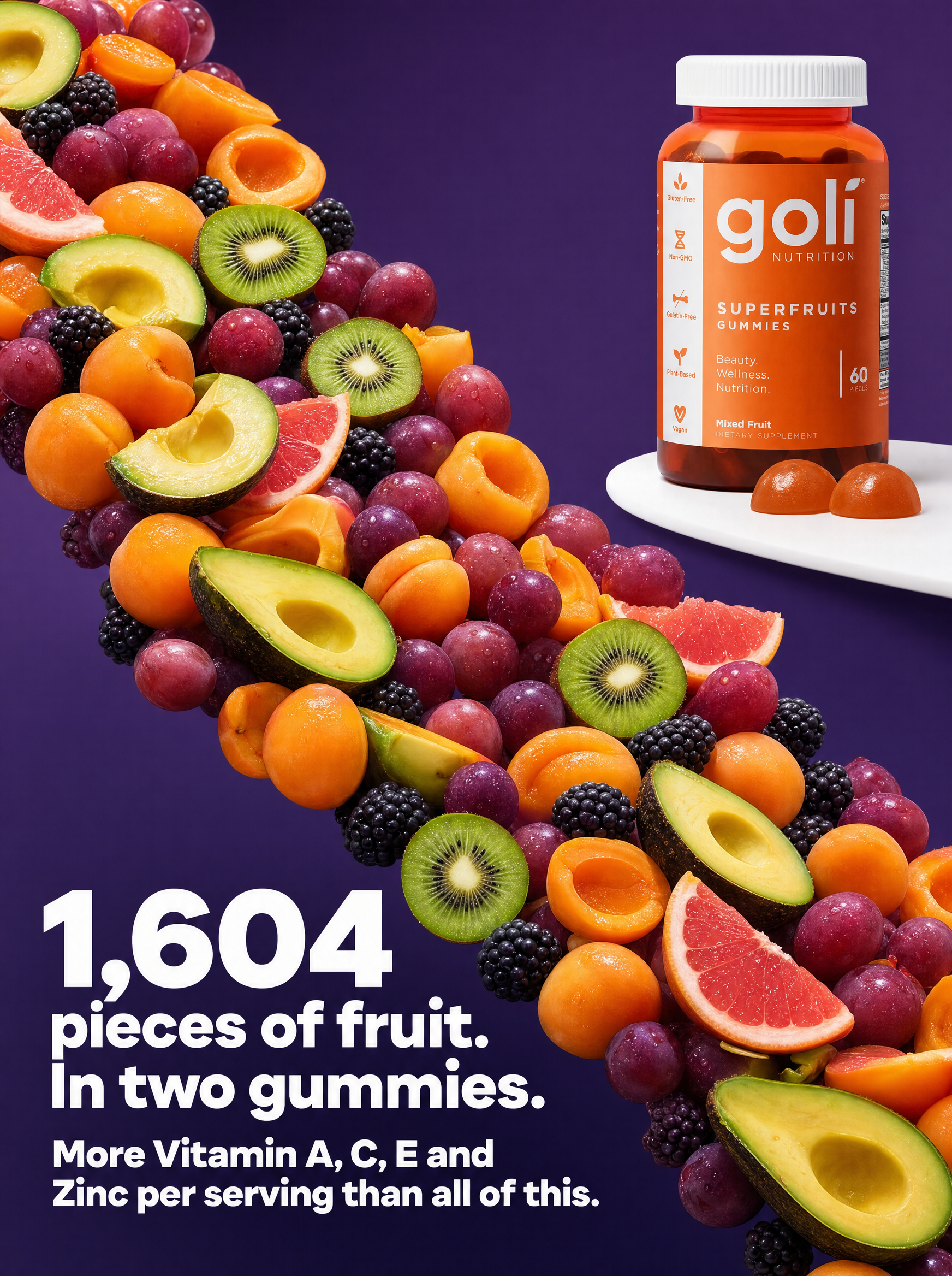 Goli Facebook ad: $50 of Fruit, or Two Gummies?
