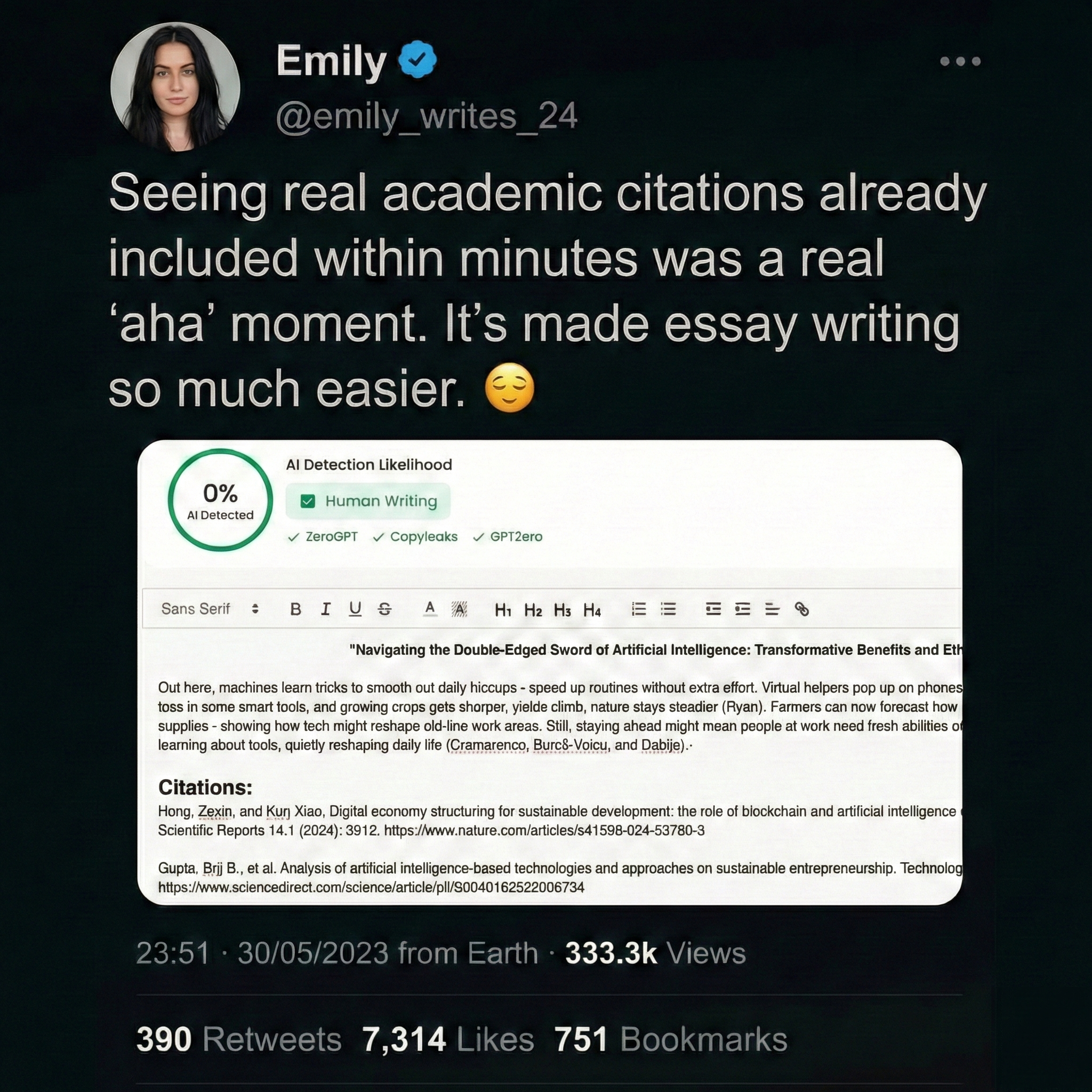 Writeless AI Facebook ad