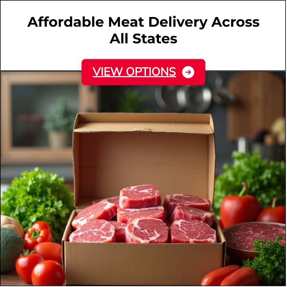 SmartSearches Express Facebook ad: Affordable Meat Delivery Across All States.