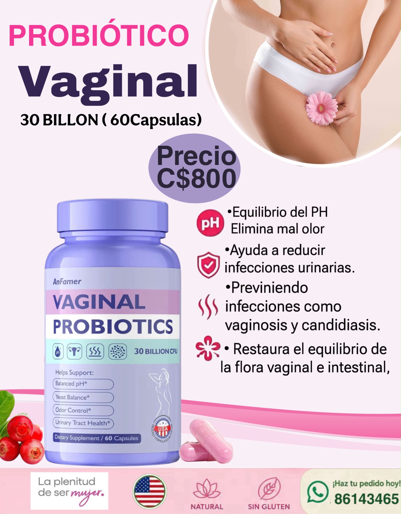 Eco Natural Facebook ad: Beneficios de los probióticos vaginales