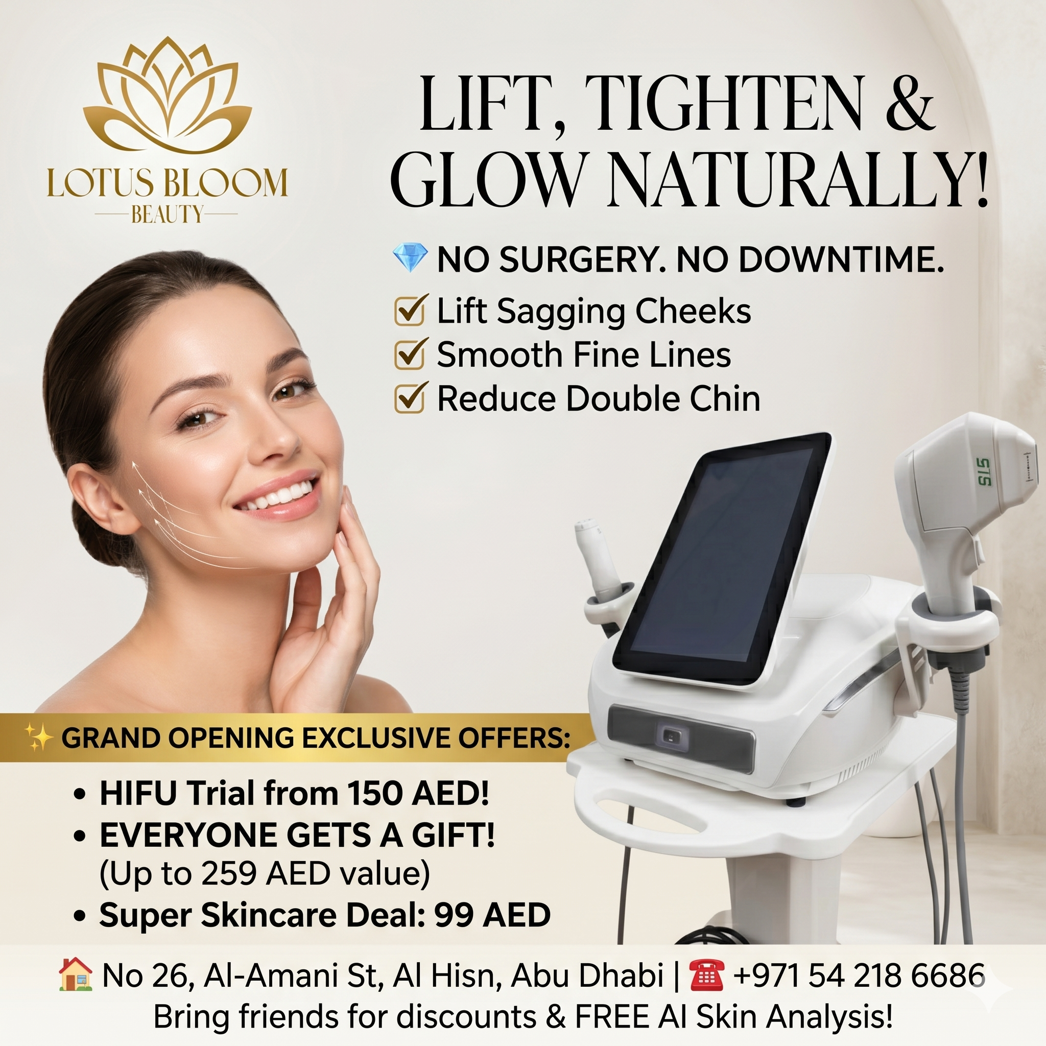 Lotus Bloom Beauty Facebook ad: 100% EVERYONE GETS A GIFT! Free door gifts worth up to 259…