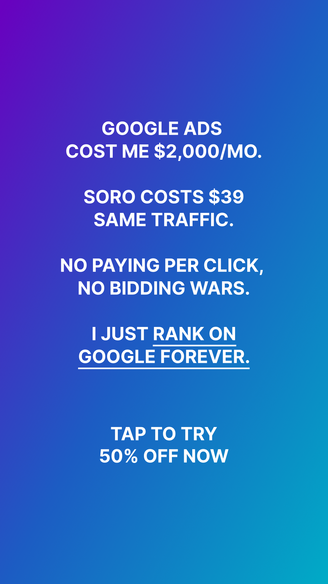 Soro SEO Facebook ad