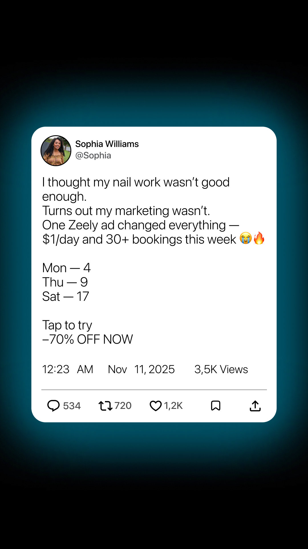 Zeely Facebook ad