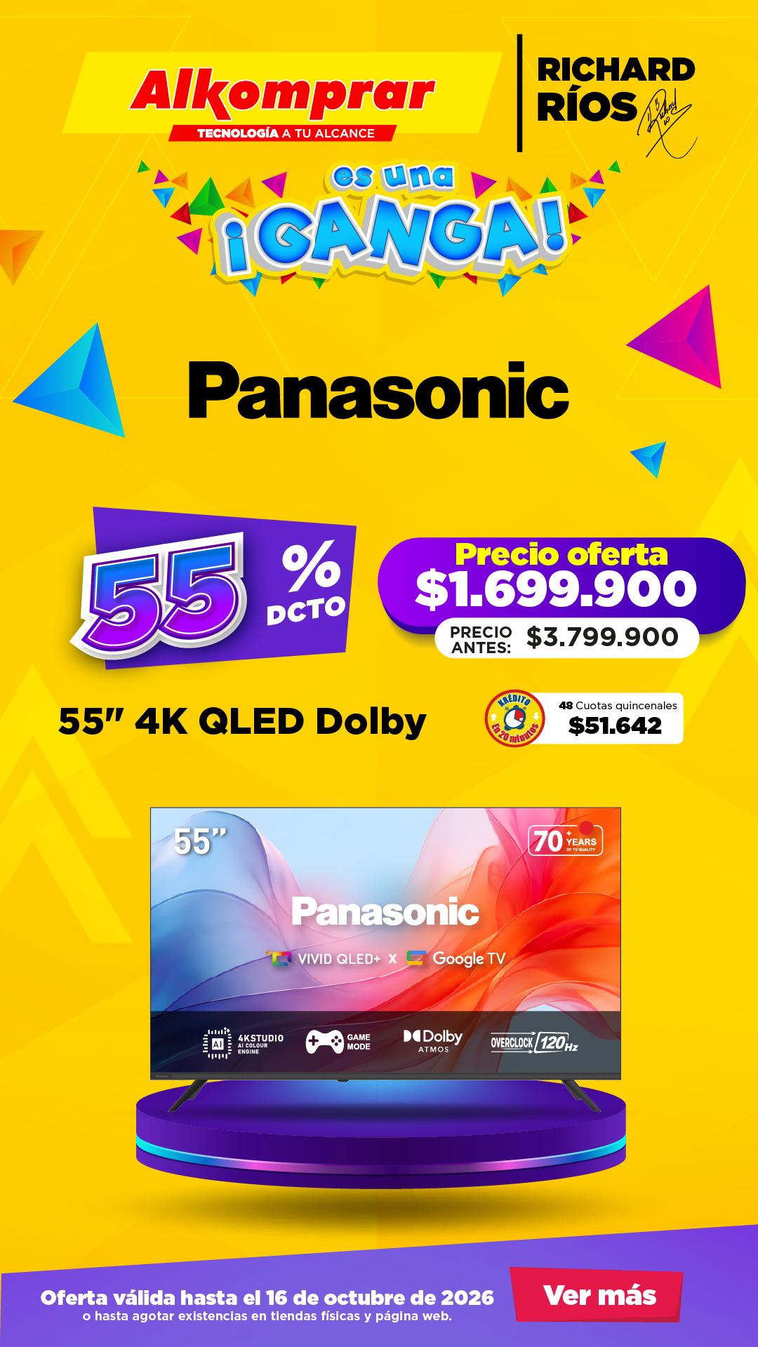 Alkomprar Facebook ad: Televisor Panasonic 55