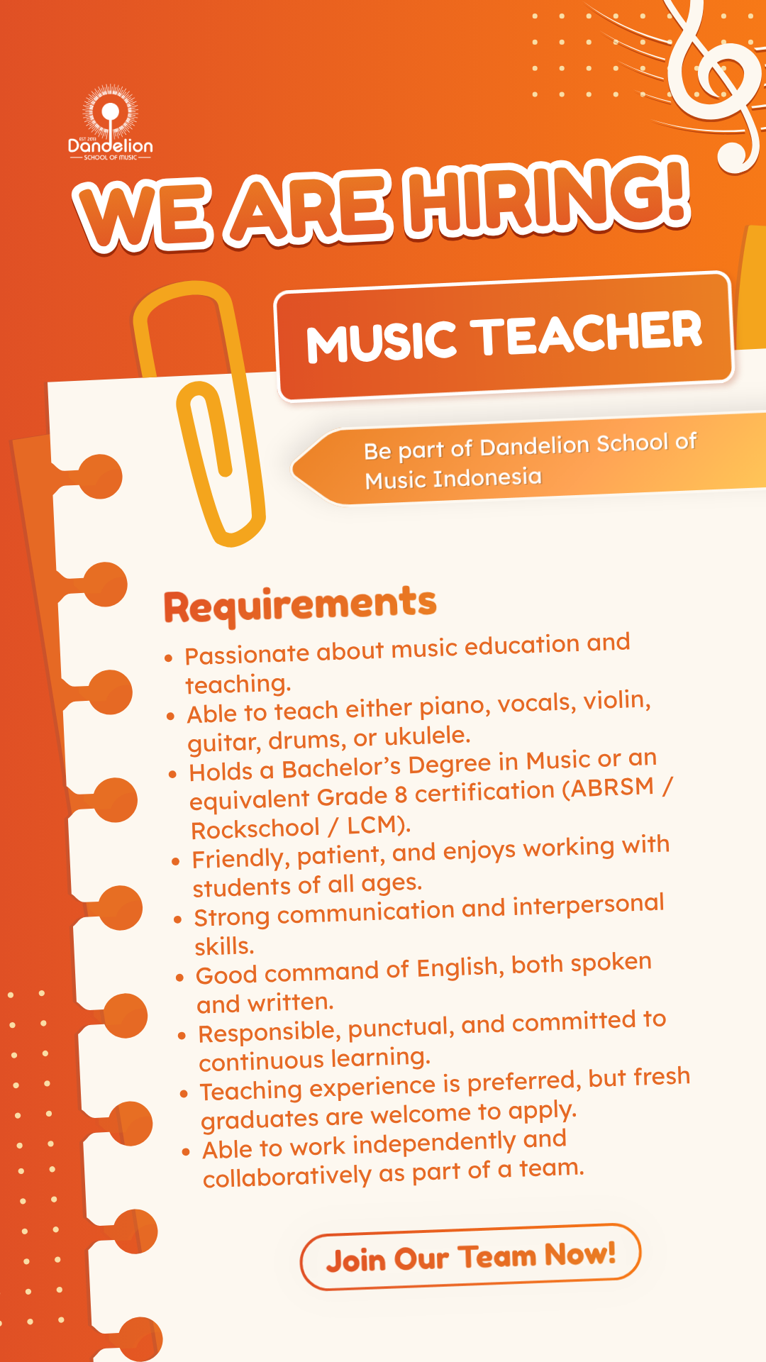 Dandelion School of Music Indonesia Facebook ad from Jul 8, 2026