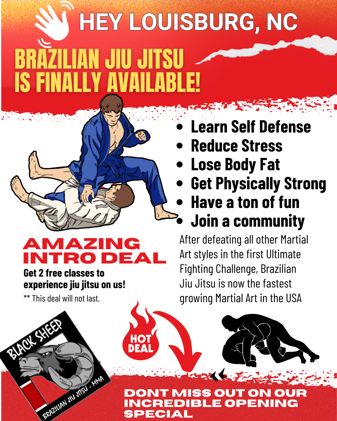 Black Sheep Brazilian Jiu Jitsu Louisburg NC Facebook ad