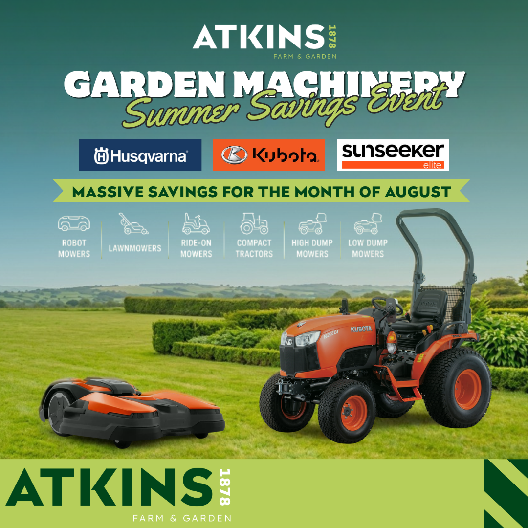 Atkins Farm & Garden Machinery Facebook ad: Save on Garden Machinery!