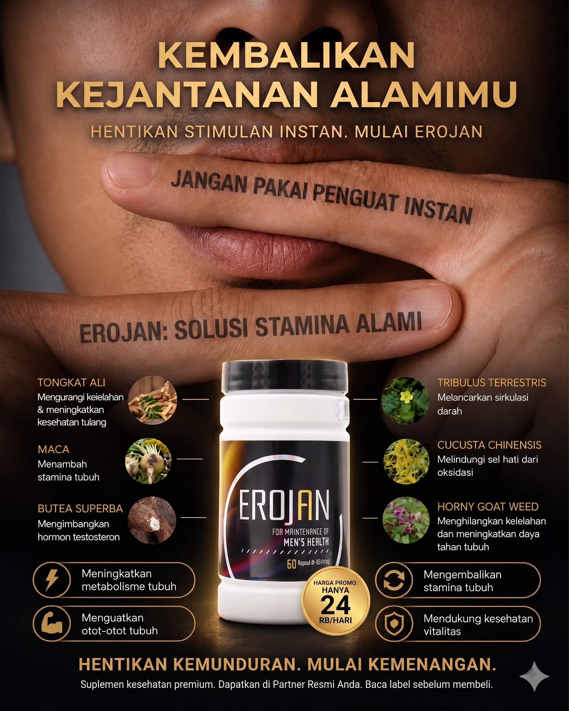 Inner Fit Facebook ad: Peralihan ke Energi Organik. Mulai Erojan.