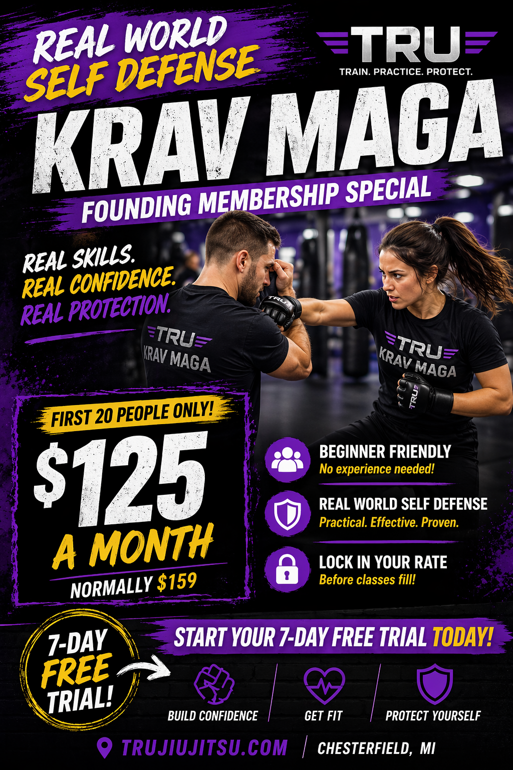Tru Jiu Jitsu Facebook ad: Real-World Self-Defense in Chesterfield