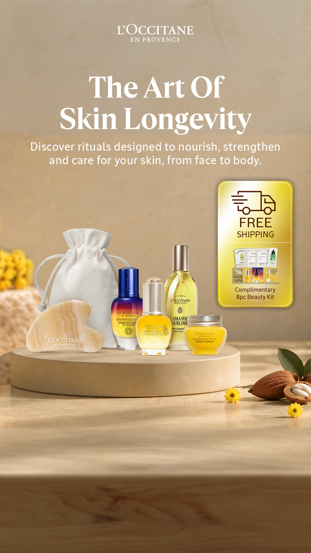 L'OCCITANE en Provence Facebook ad: Art of Skin Longevity