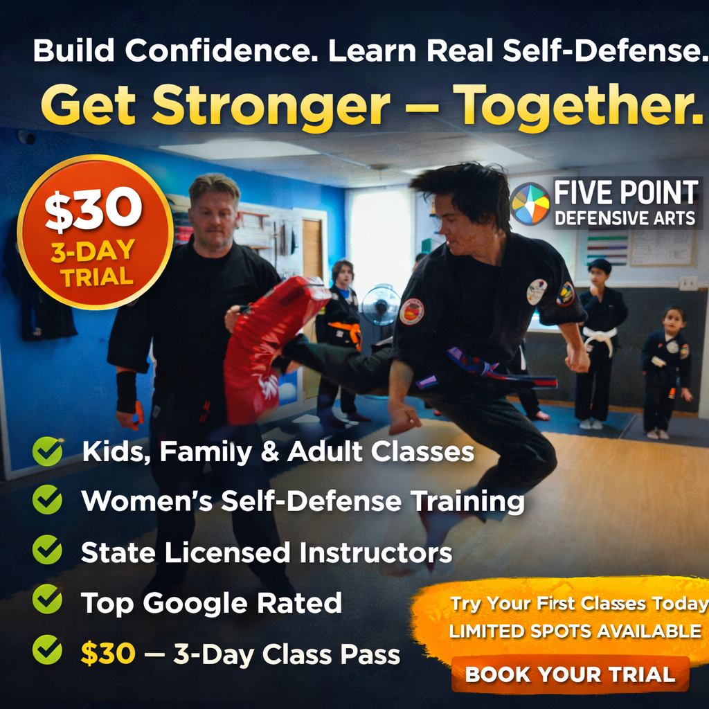 Five Point Defensive Arts Facebook ad: Chat in Messenger