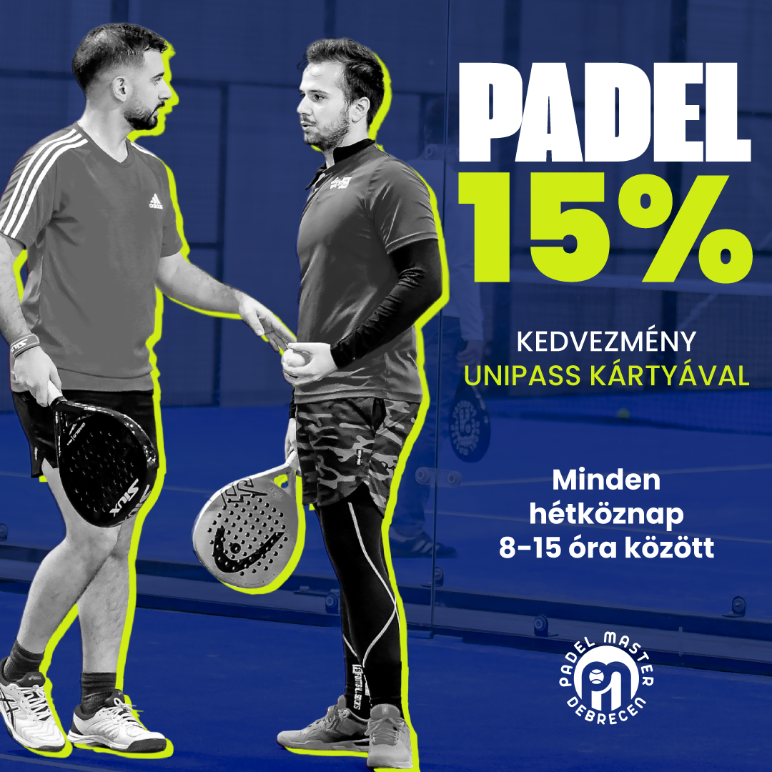 Padel Master Debrecen Facebook ad: Padelezz 15% kedvezménnyel!
