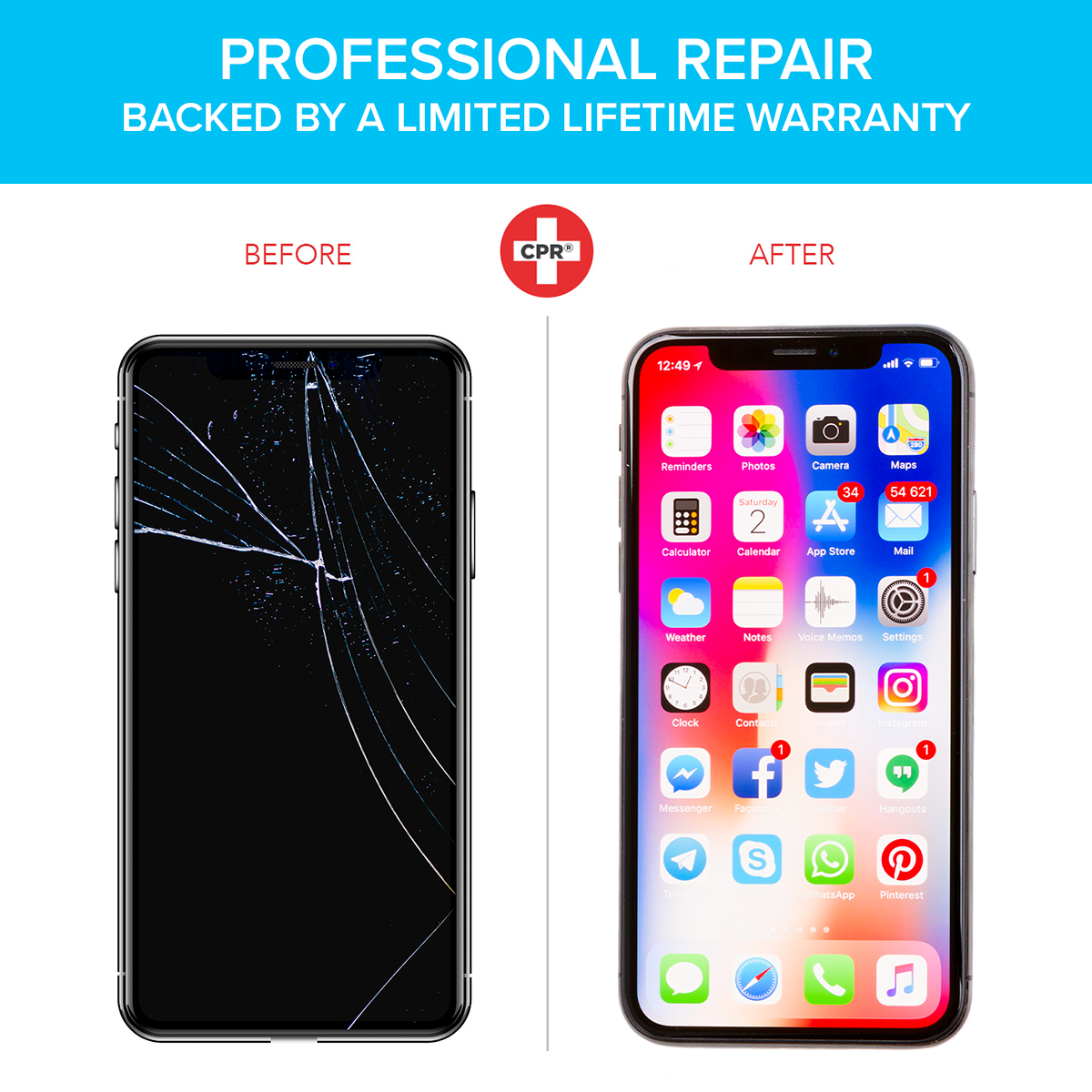 CPR Cell Phone Repair Harker Heights Facebook ad: Same day repairs