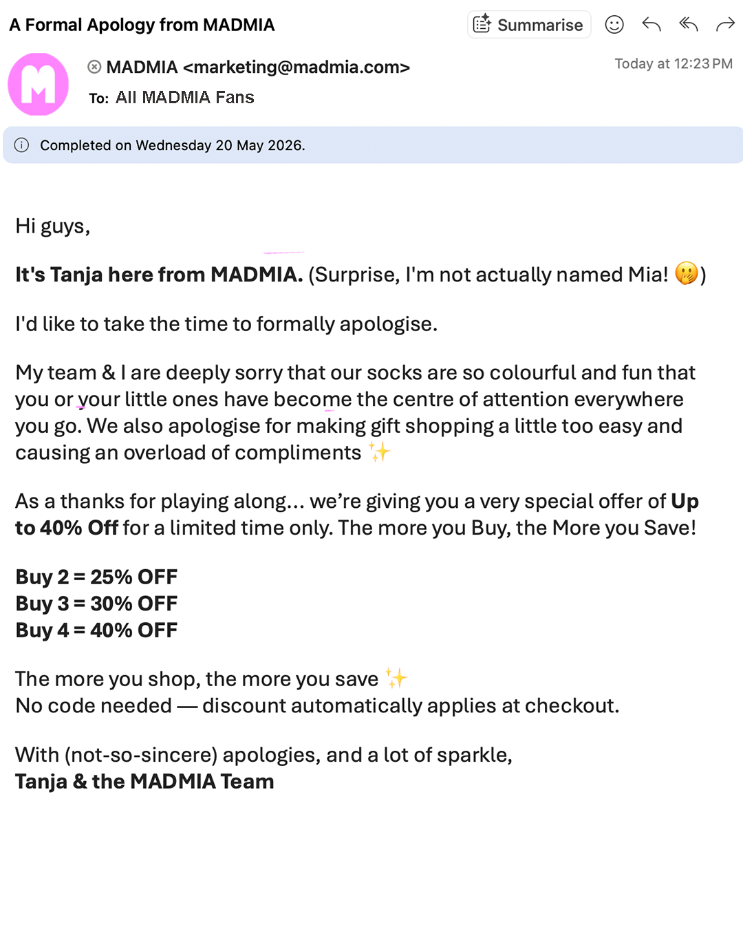 MadMia Facebook ad