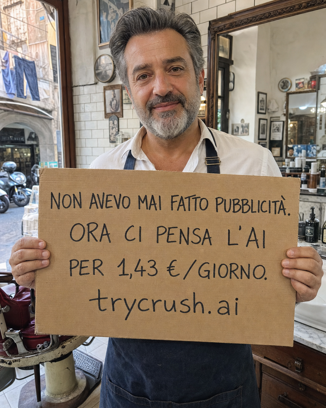 trycrush.ai Facebook ad: Non avevo mai fatto pubblicità