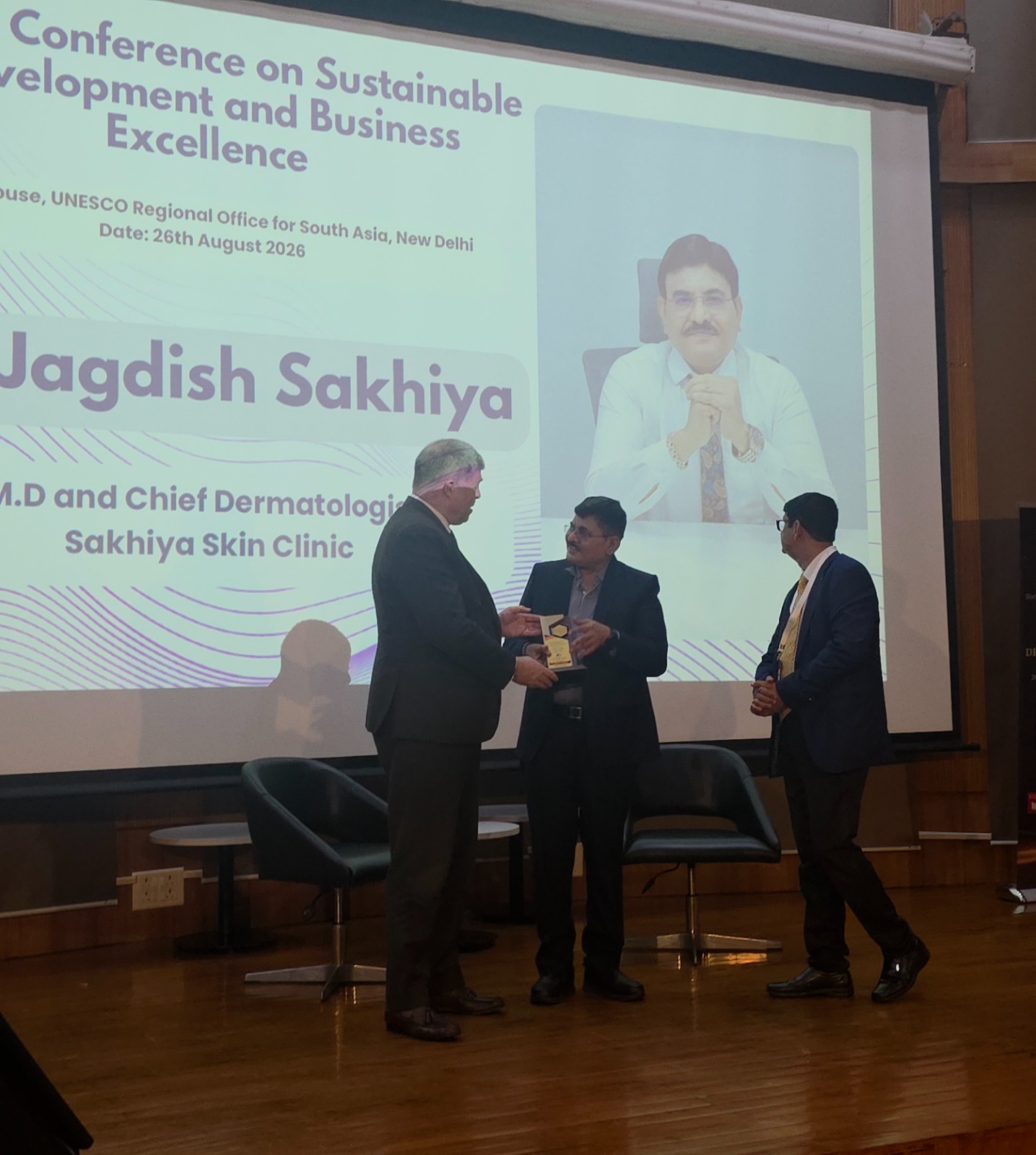 Dr. Jagdish Sakhiya Facebook ad: Honoured to receive the **Excellence in Dermatology &…