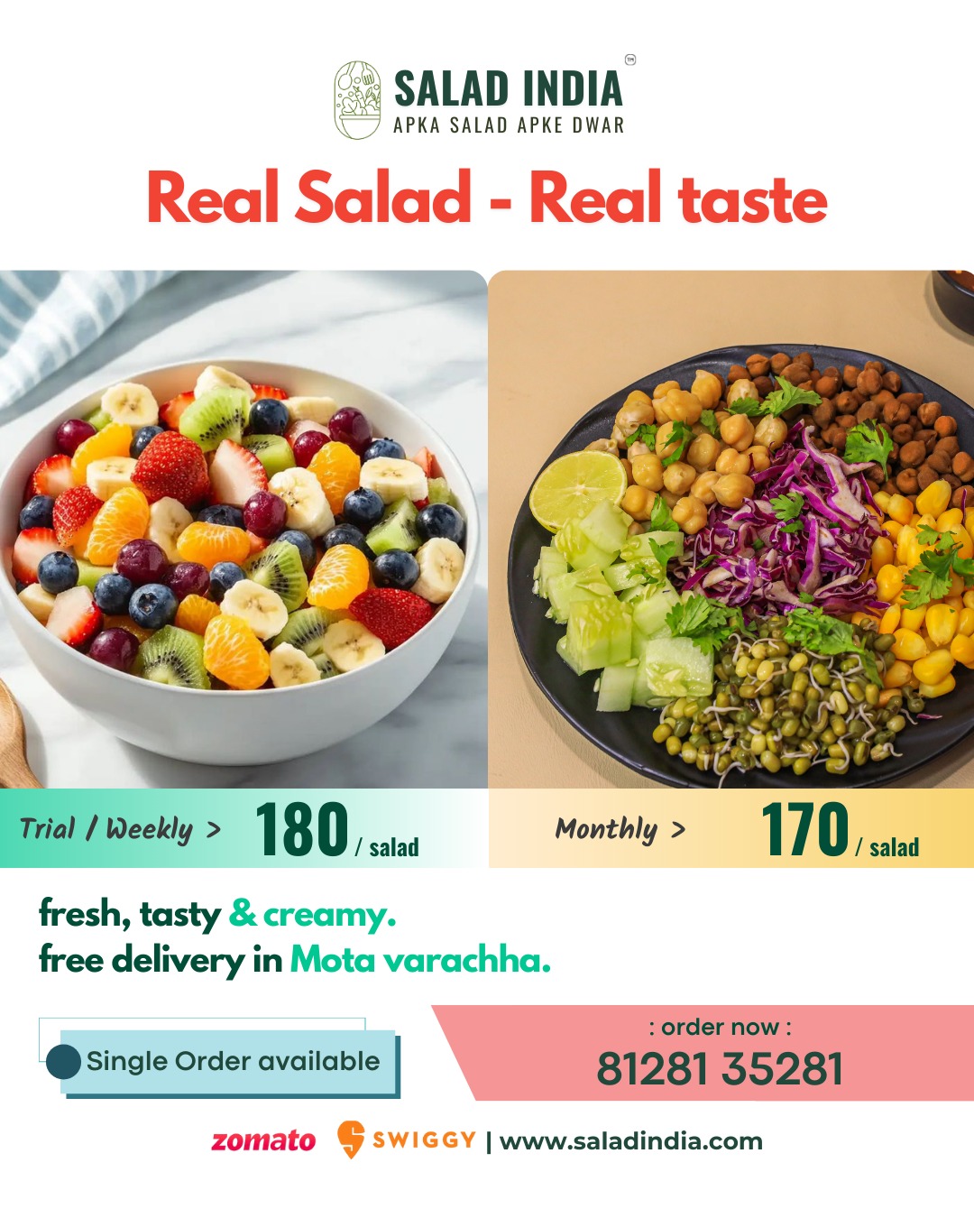 Salad India Facebook ad: Real ingredients. Real taste.