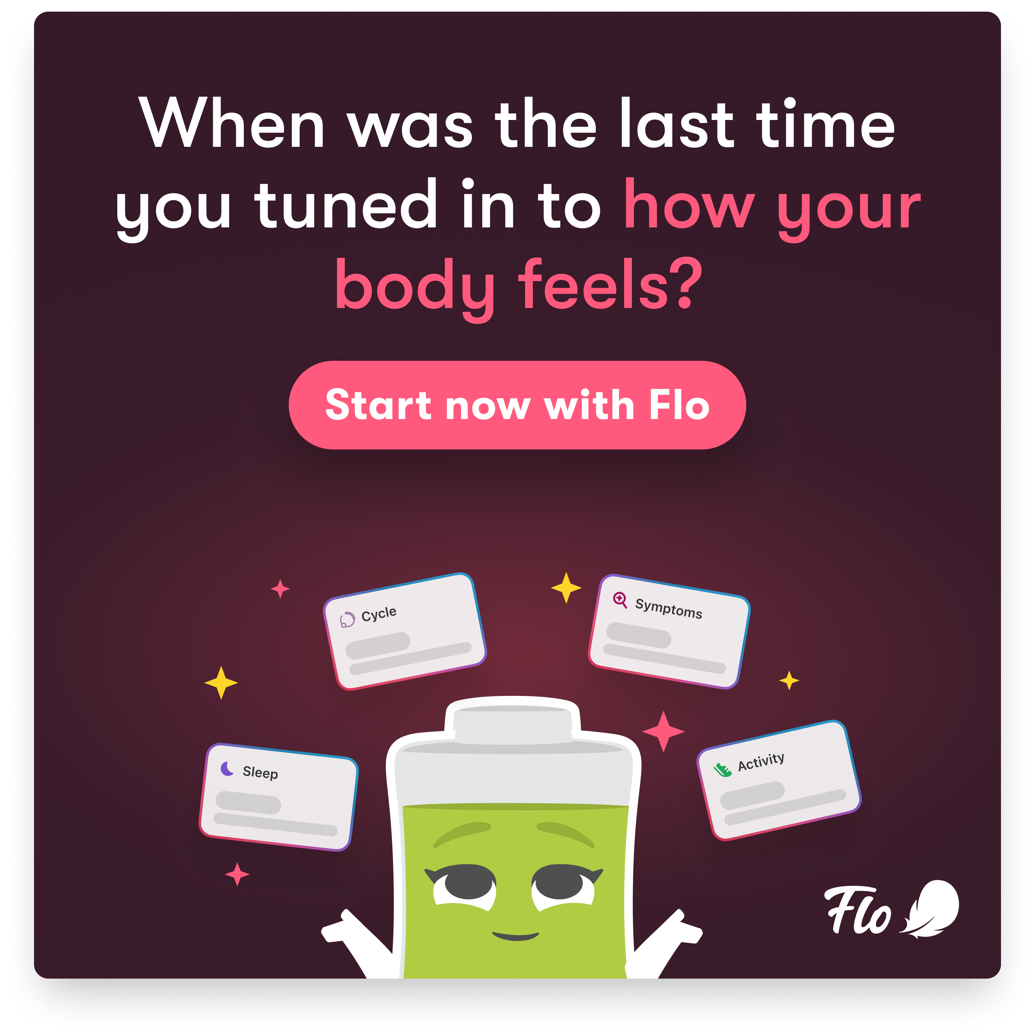 Flo Health App Facebook ad: Start using Flo today!