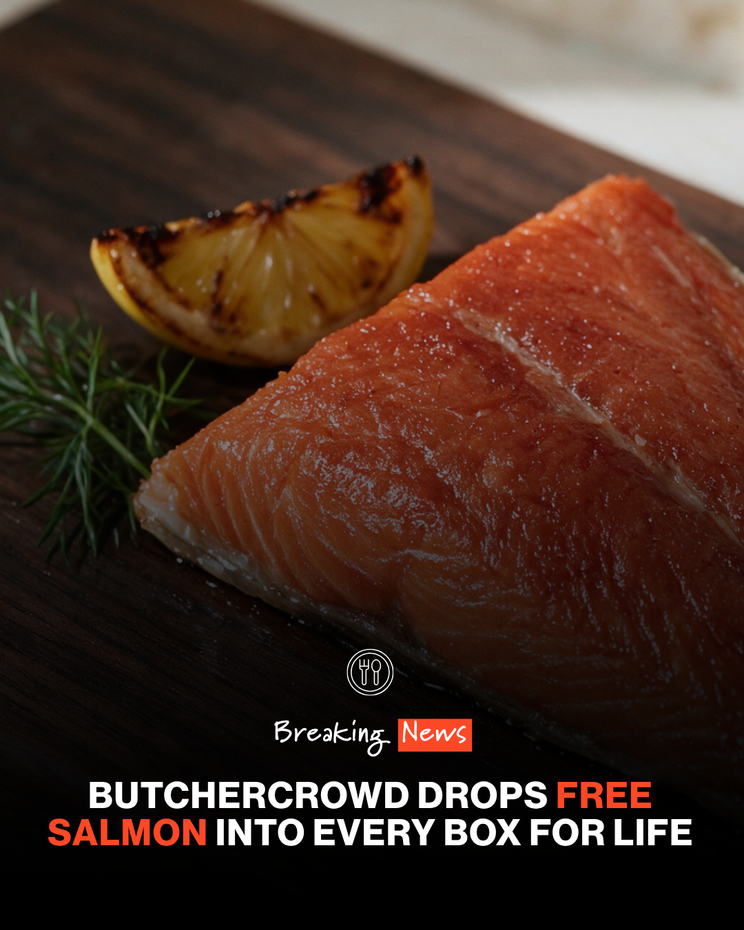 ButcherCrowd Facebook ad: Free Salmon in Every Box