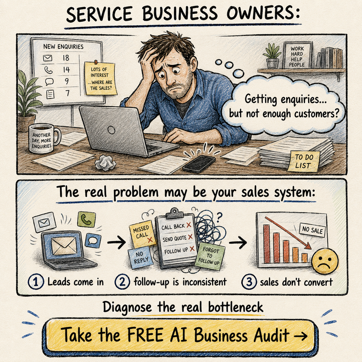 AI Biz Saarthi Facebook ad: Getting leads but not sales?