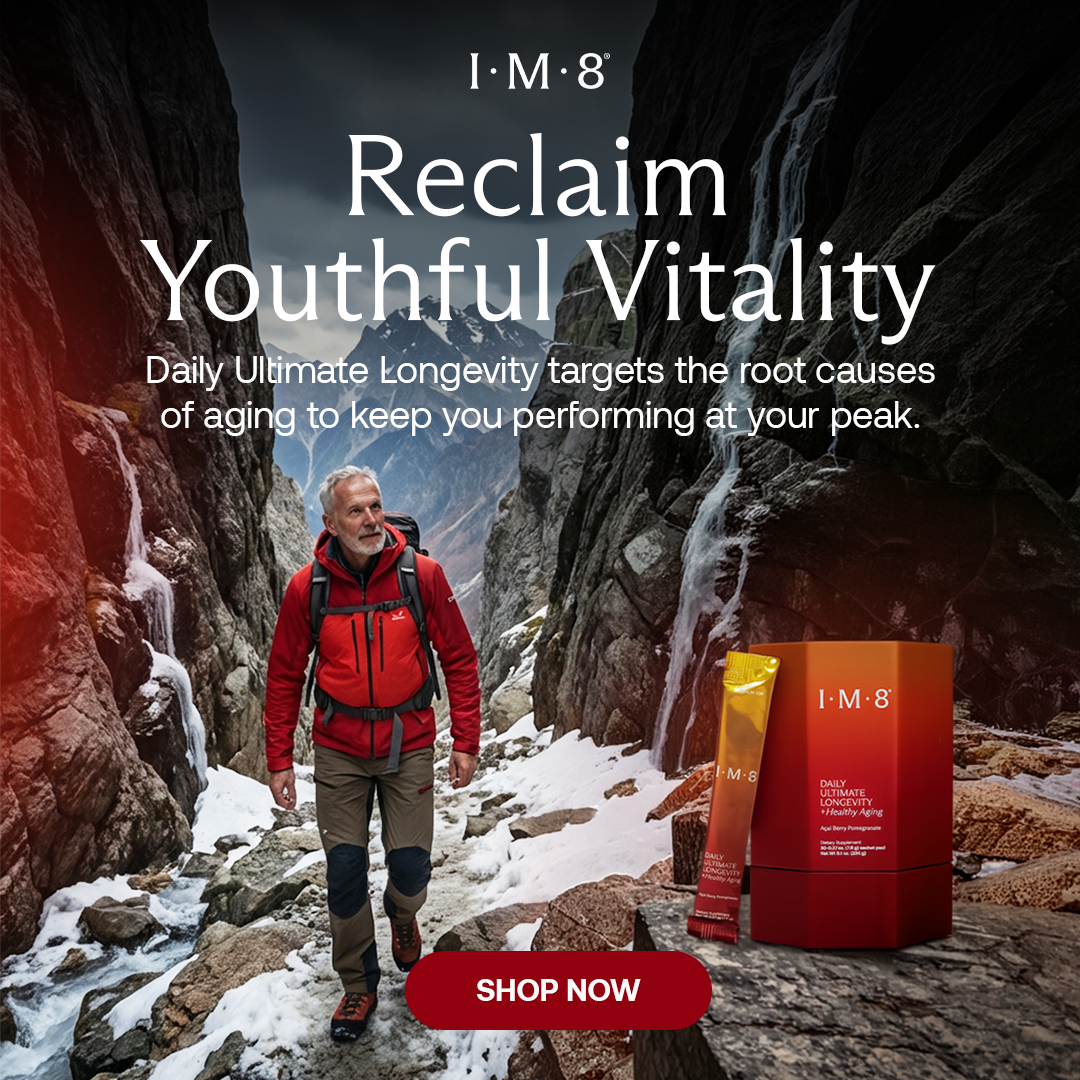 IM8 Facebook ad: Built for Strength. Designed for Longevity.