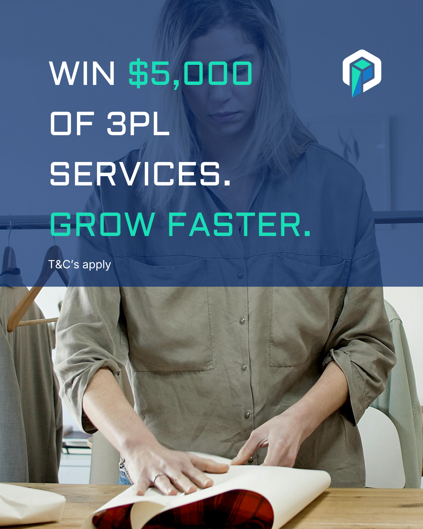Fulfilpackers Facebook ad: WIN $5,000 OF 3PL SERVICES. GROW FASTER. SHIP SMARTER.