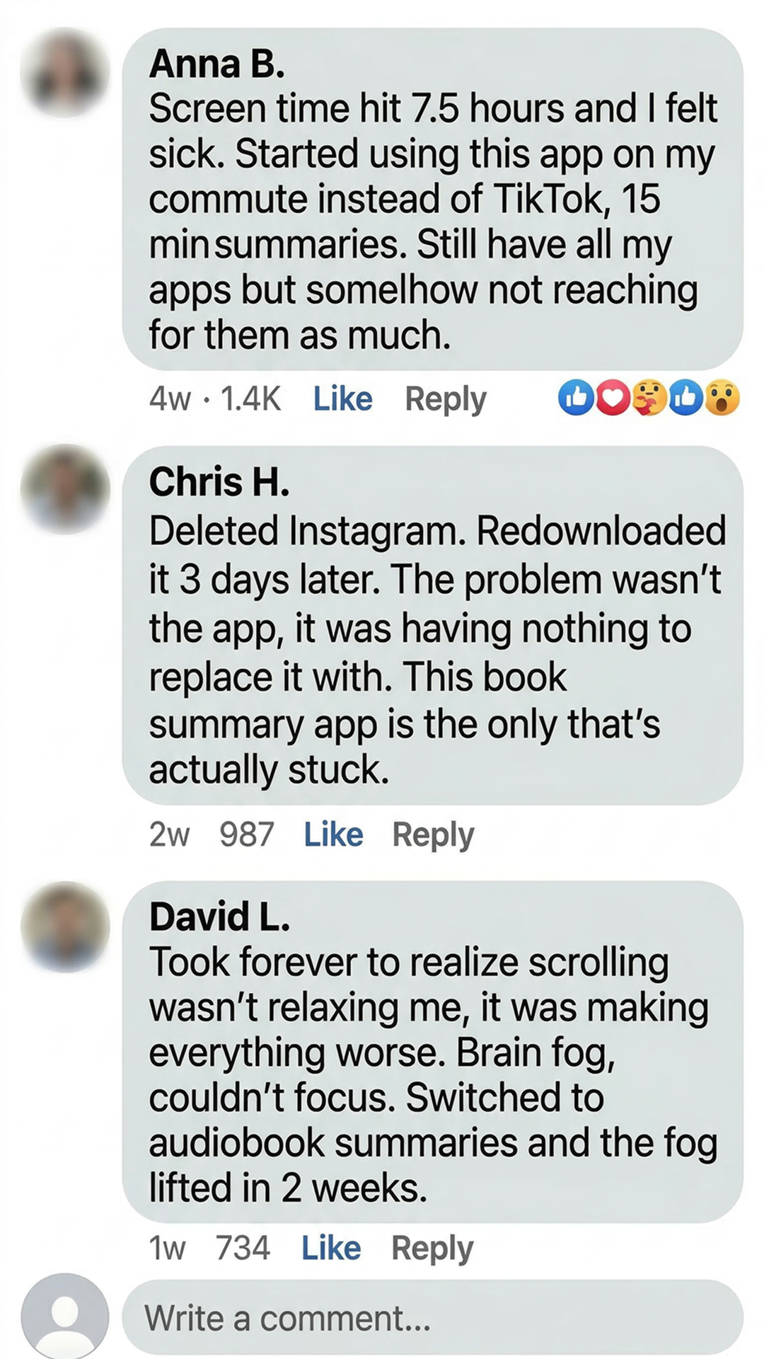 Blinkist Facebook ad
