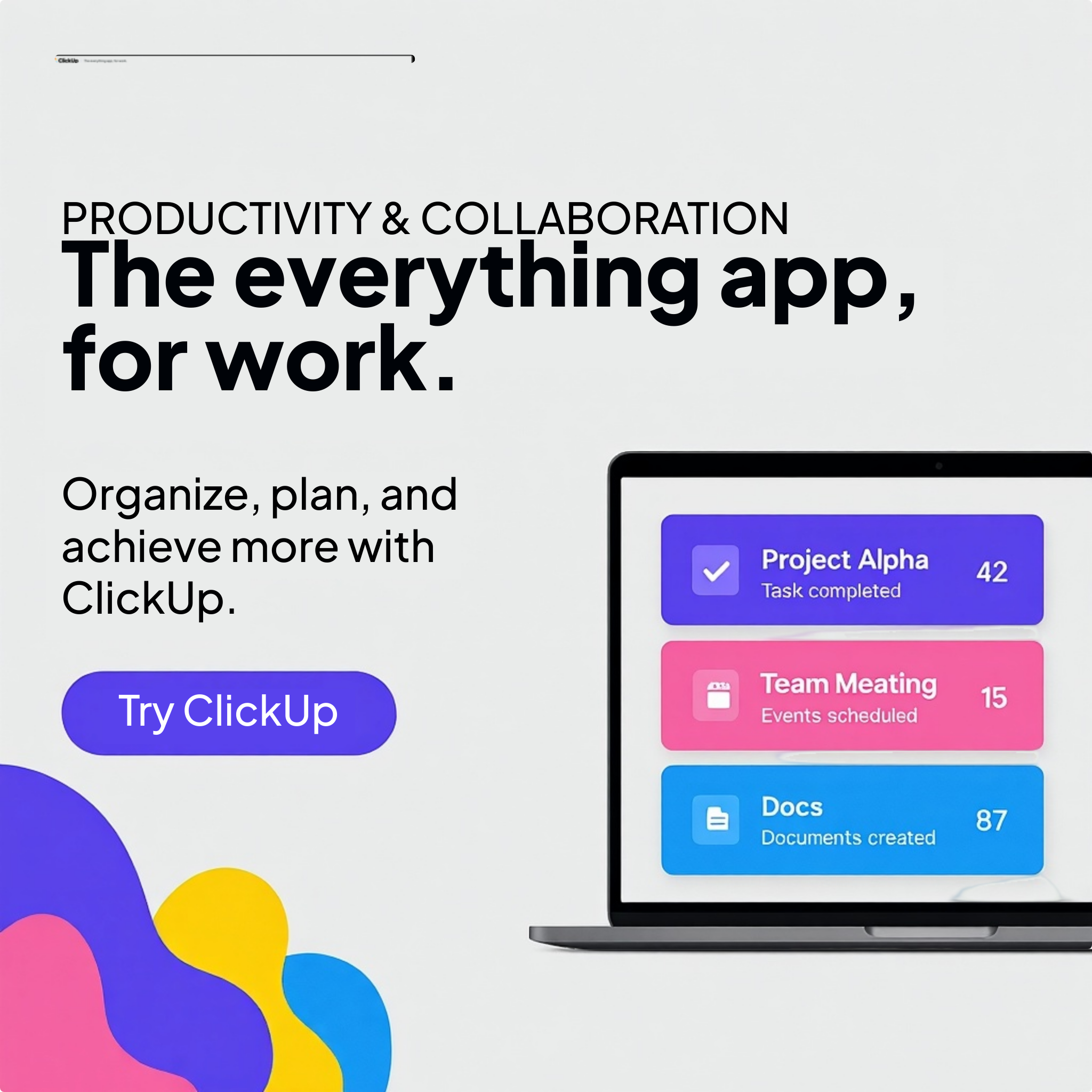 ClickUp Facebook ad
