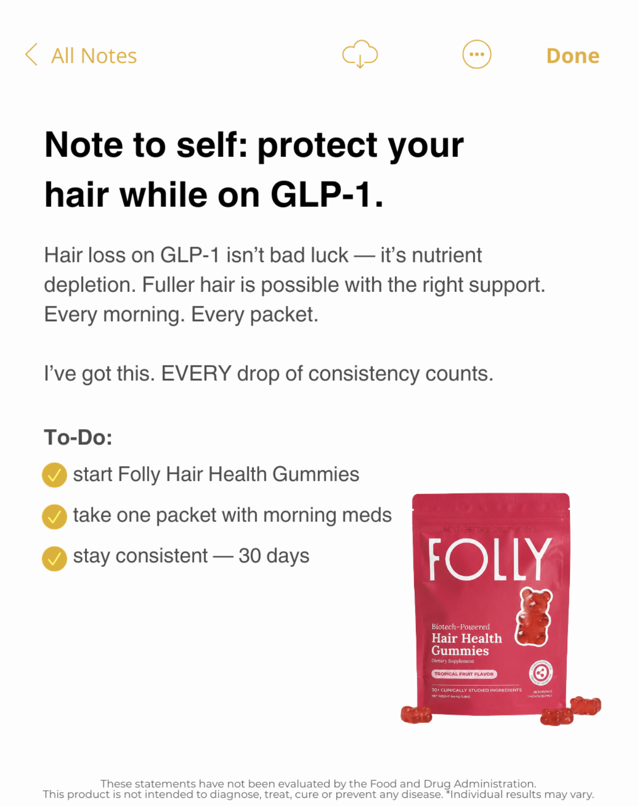 Folly Nutrition Facebook ad