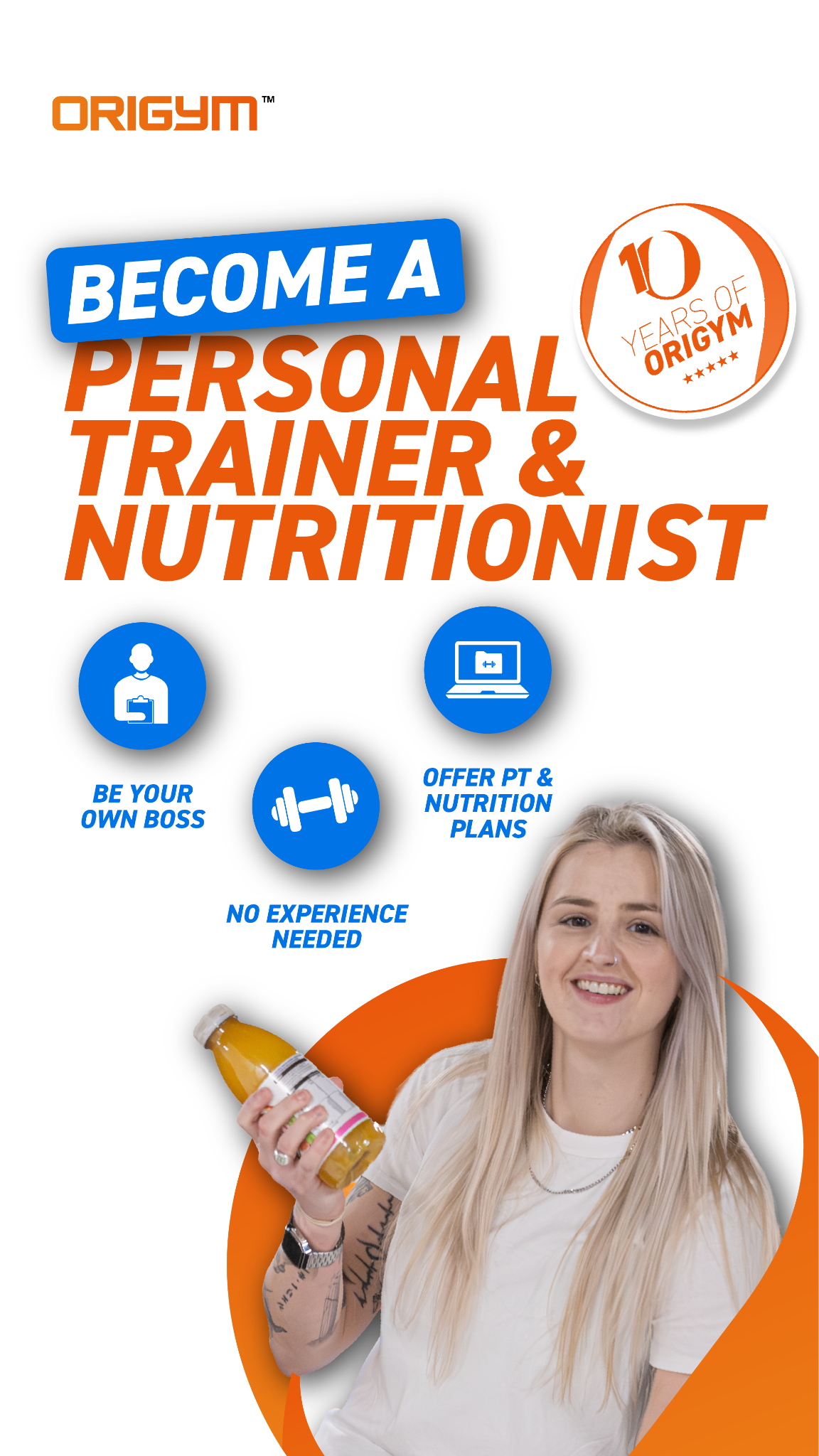 OriGym Centre of Excellence Facebook ad: Become a Qualified Personal Trainer and Nutritionist
