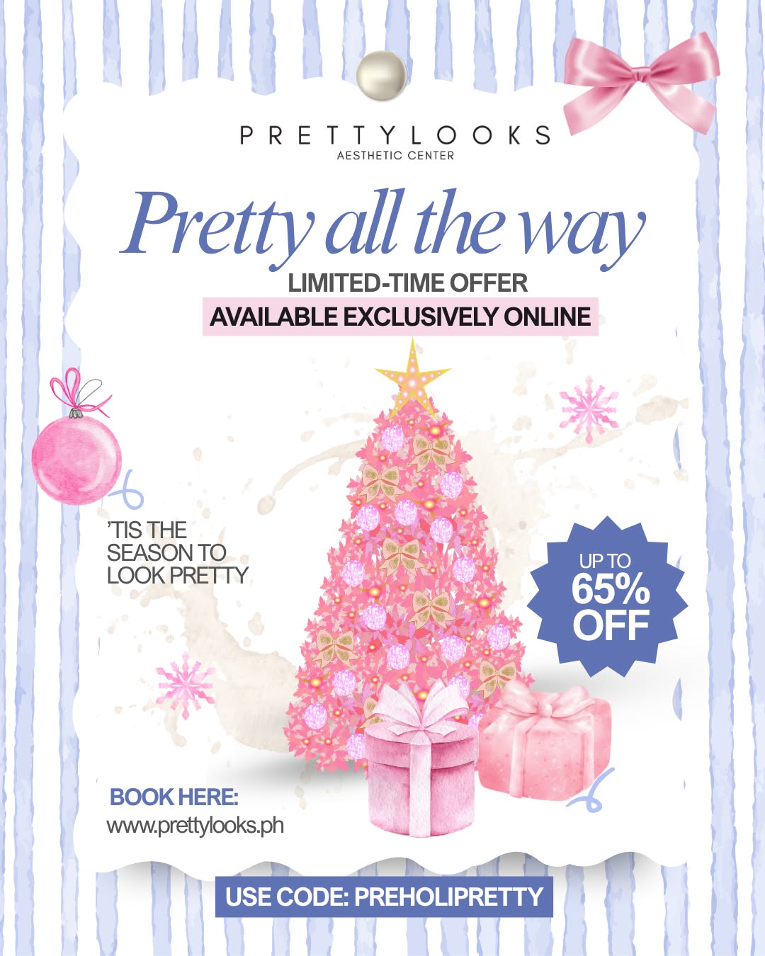 Prettylooks Facebook ad: Enjoy UP TO 65% OFF Prettylooks' most-loved treatments and…