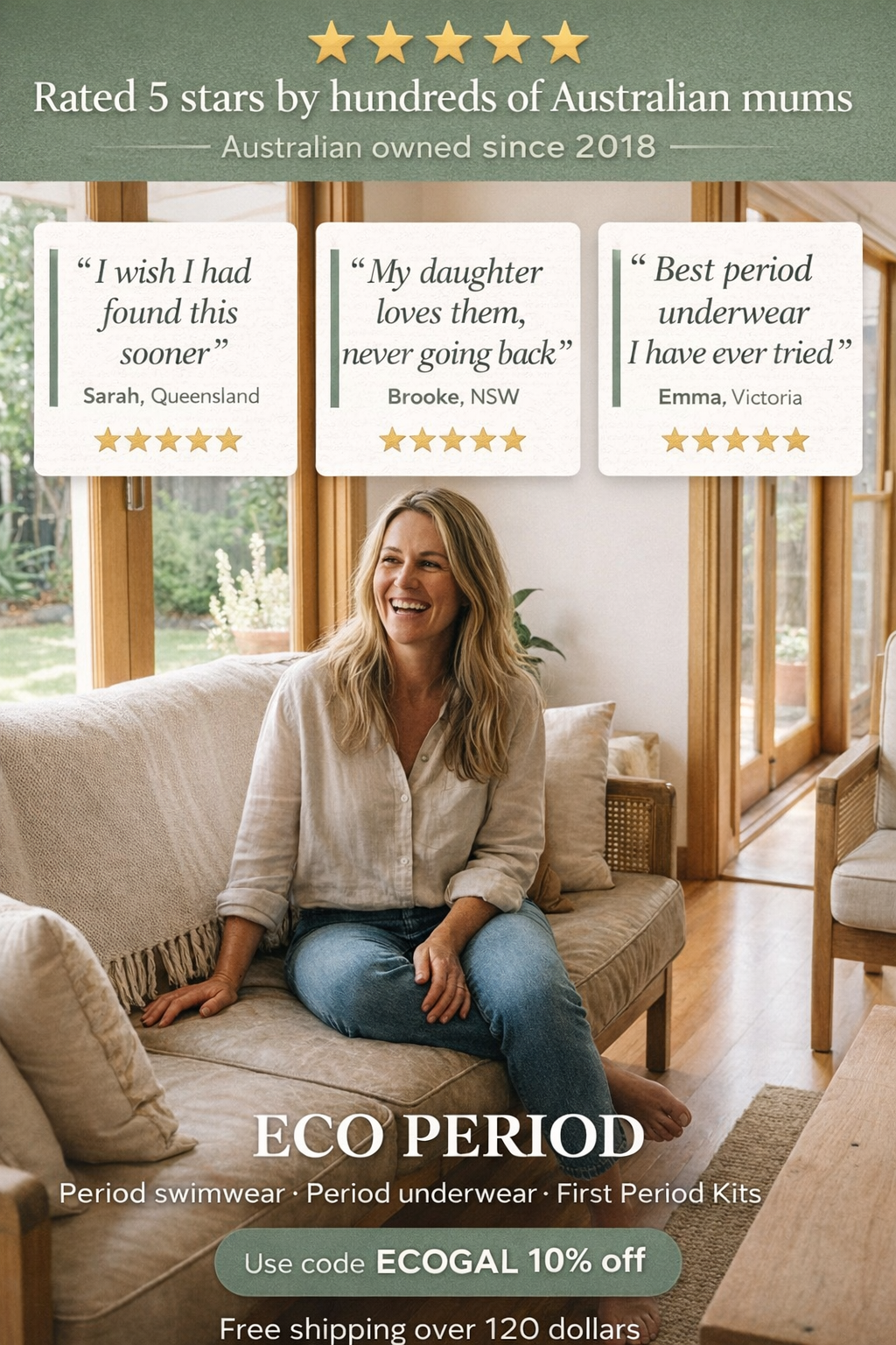 Eco Period Australia Facebook ad: Join Thousands of Australian Mums and Women