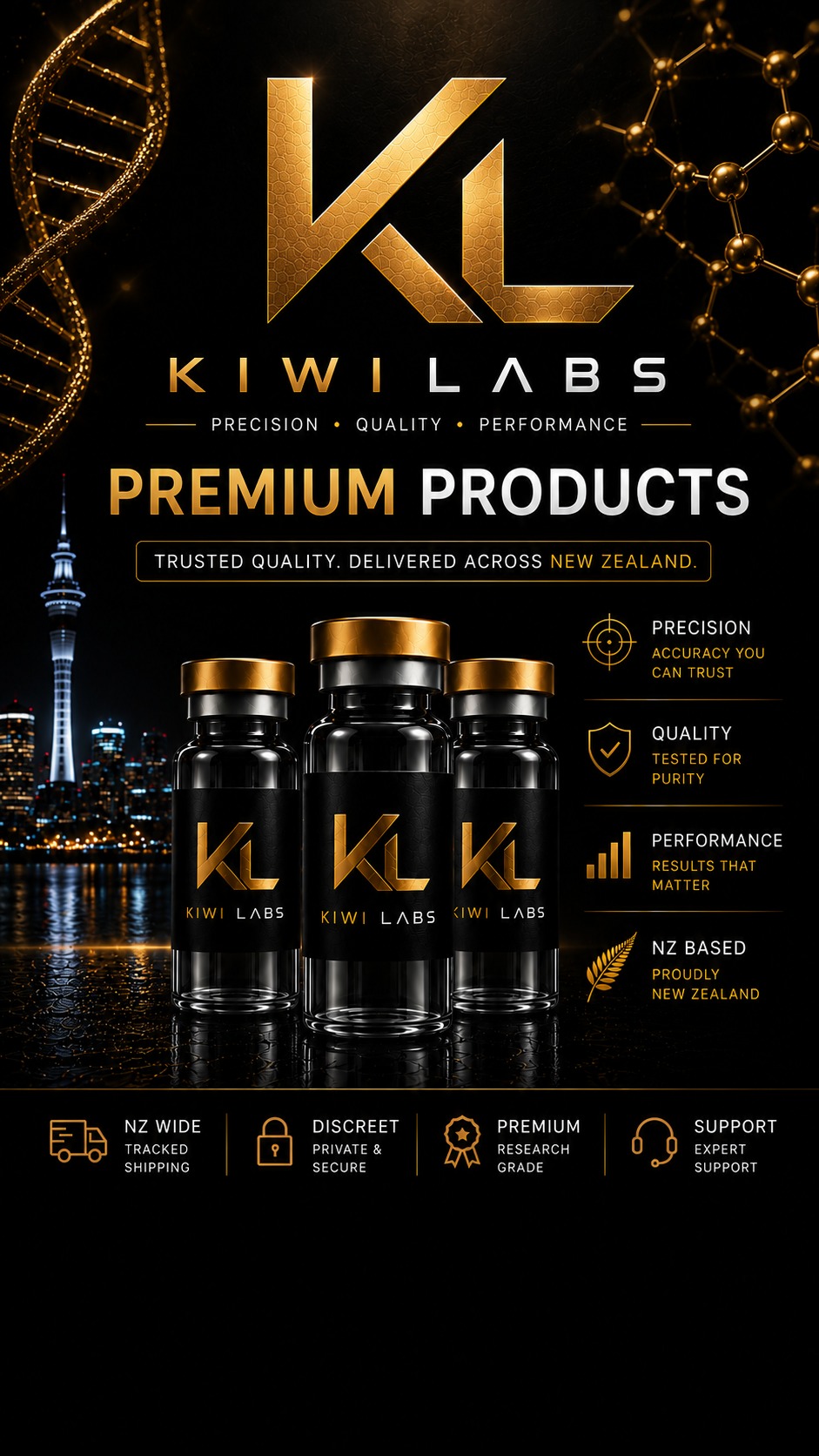 Kiwi Labs Facebook ad: Premium products. Trusted quality.