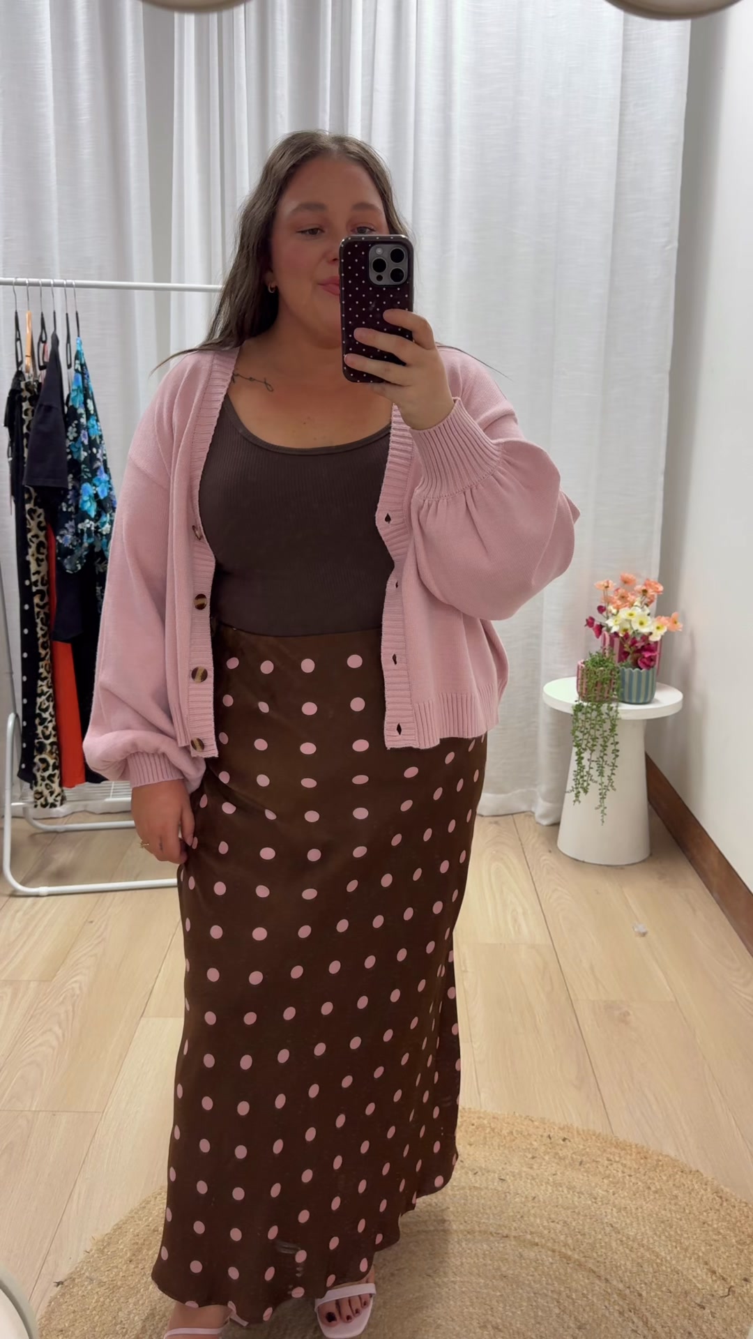 Proud Poppy Clothing Facebook ad: Meet Livy In Choc/Pink Polka