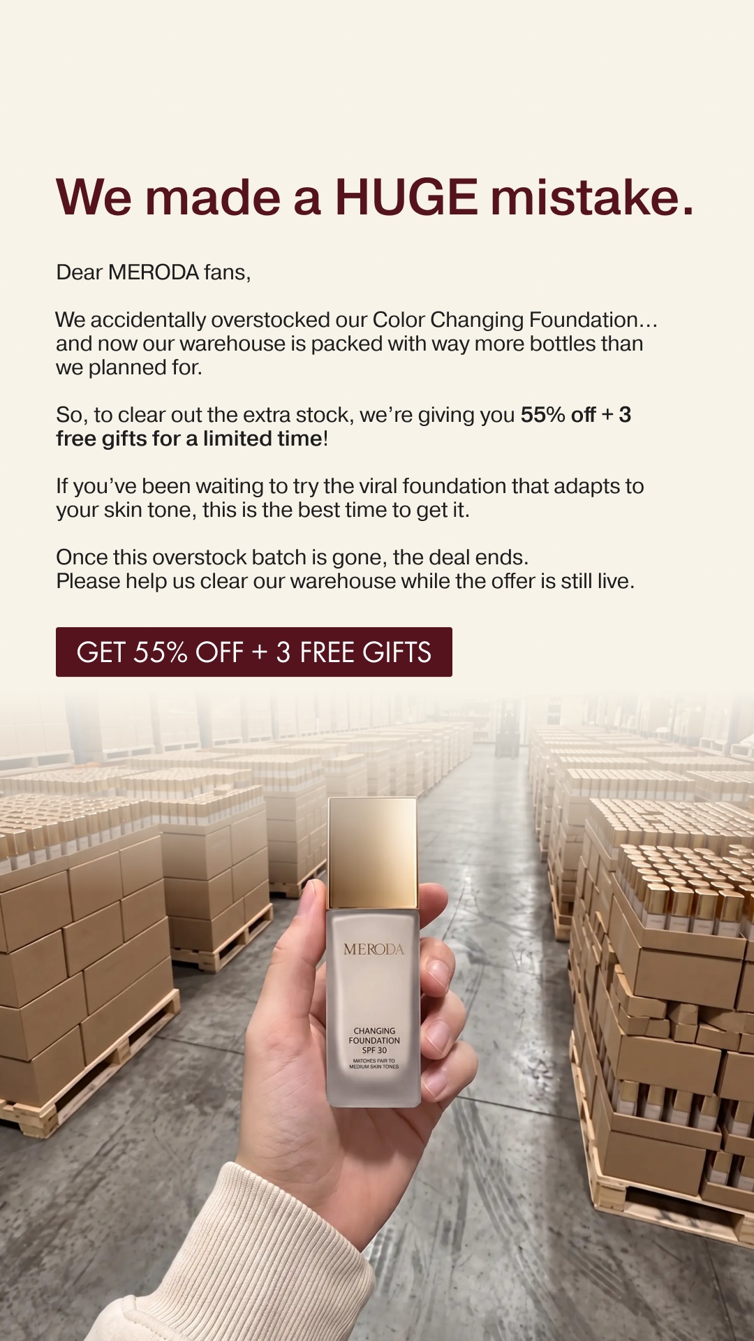 Meroda Cosmetics Facebook ad