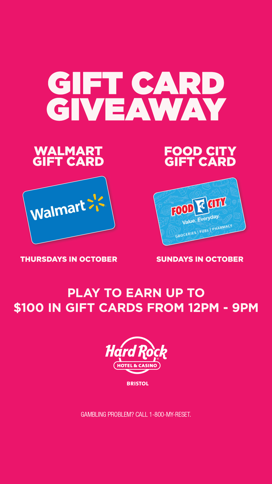 Hard Rock Hotel & Casino Bristol Facebook ad: Gift Card Giveaway