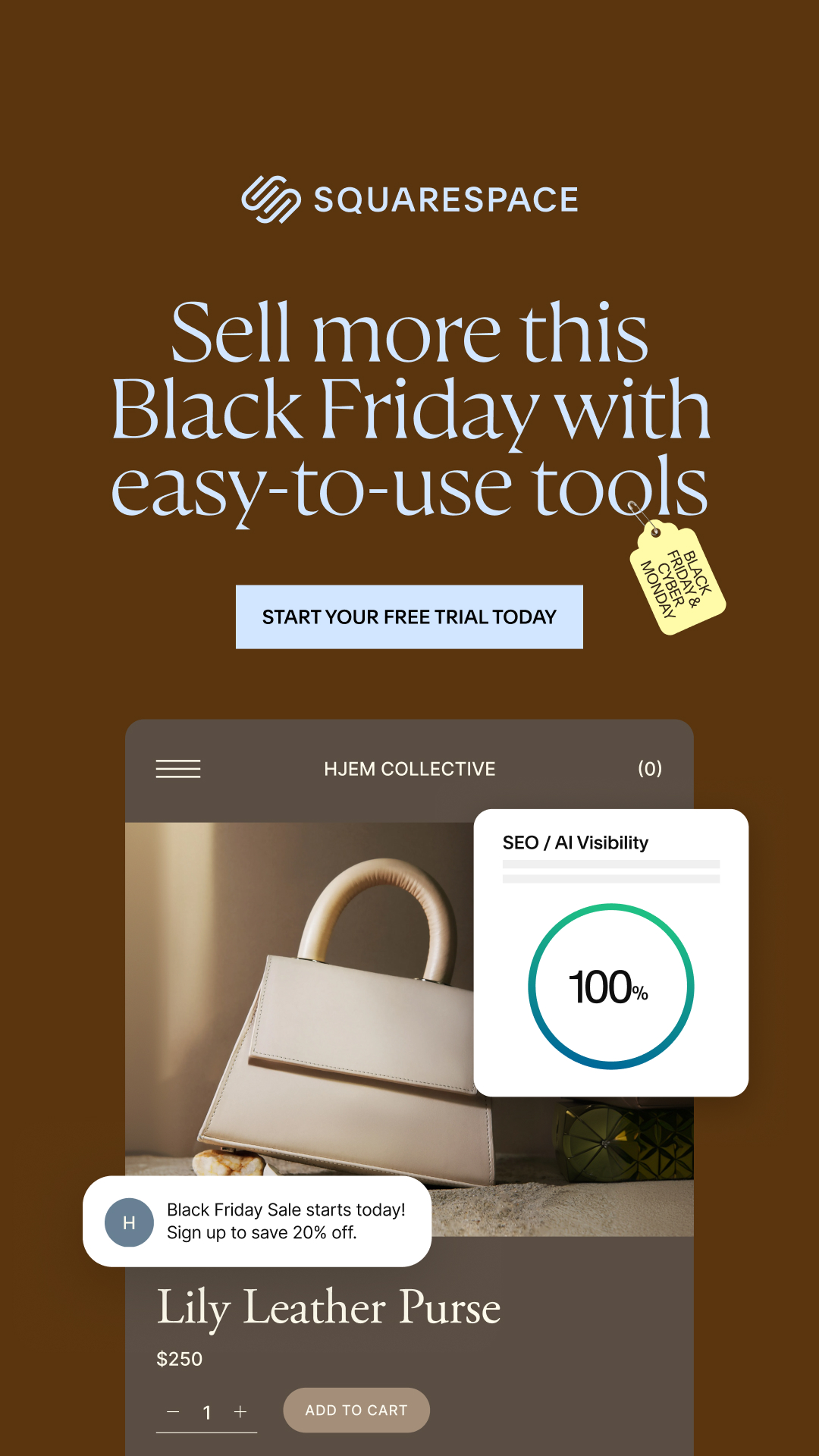 Squarespace Facebook ad: Get ready for peak selling season