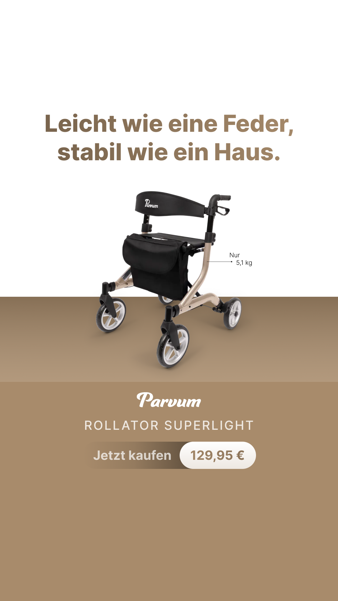 Parvum Facebook ad: Wiegt nur 5,1 kg