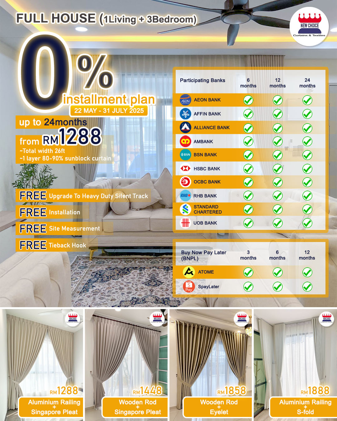 New Choice Curtains&Textiles Facebook ad: Special promo 0% installment plan
